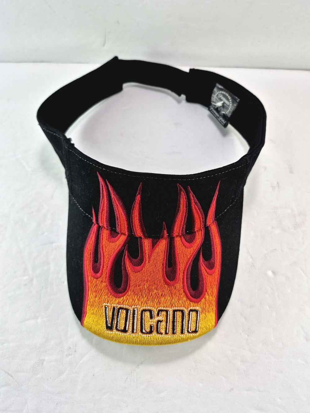 Y2K Paramount Parks Volcano: The Blast Coaster Fire Flames Sun Visor Hat  NWOT